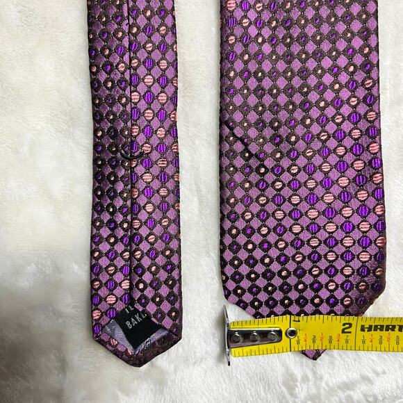 Ted Baker Silk Tie 58" x 2.5" Easter Spring Slim Purple Pink Metallic Geometric - Picture 7 of 7